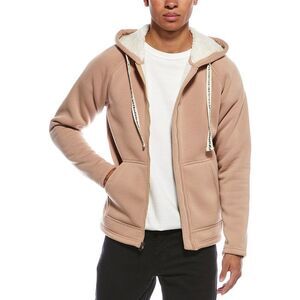 Vintage 1946 Mens Sherpa Bonded Fleece Hoodie, Tan